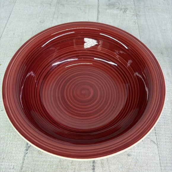 Dover & York RINGS SWIRL Circles Rust Red Stoneware Cereal Soup Bowls Set of 4 - Picture 2 of 16